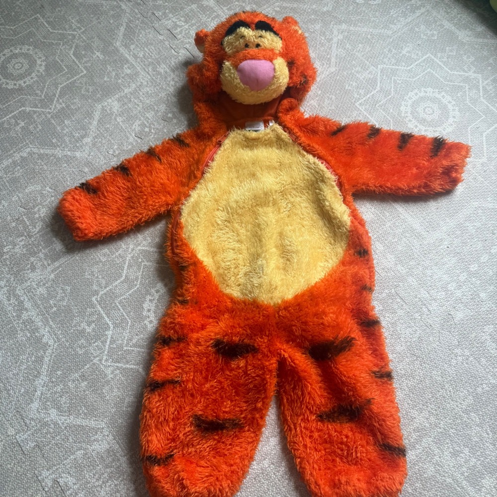 Disney Store Tigger Costume Kids 18 Months Orange Black Striped Plush Hooded